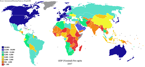2007 GDP Nominal Per Capita World Map (IMF)