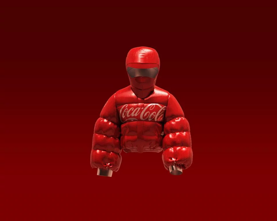 Coca-Cola Bubble Jacket Wearable, which can be worn in the Decentraland 3D virtual reality platform.
