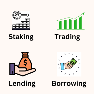 staking trading lending borrowing